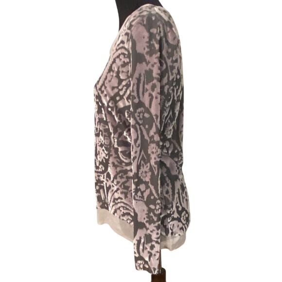 Burnout Mesh Pink Charcoal Semi-Sheer Layered Long Sleeve Top Whimsigoth Moody - Picture 3 of 8